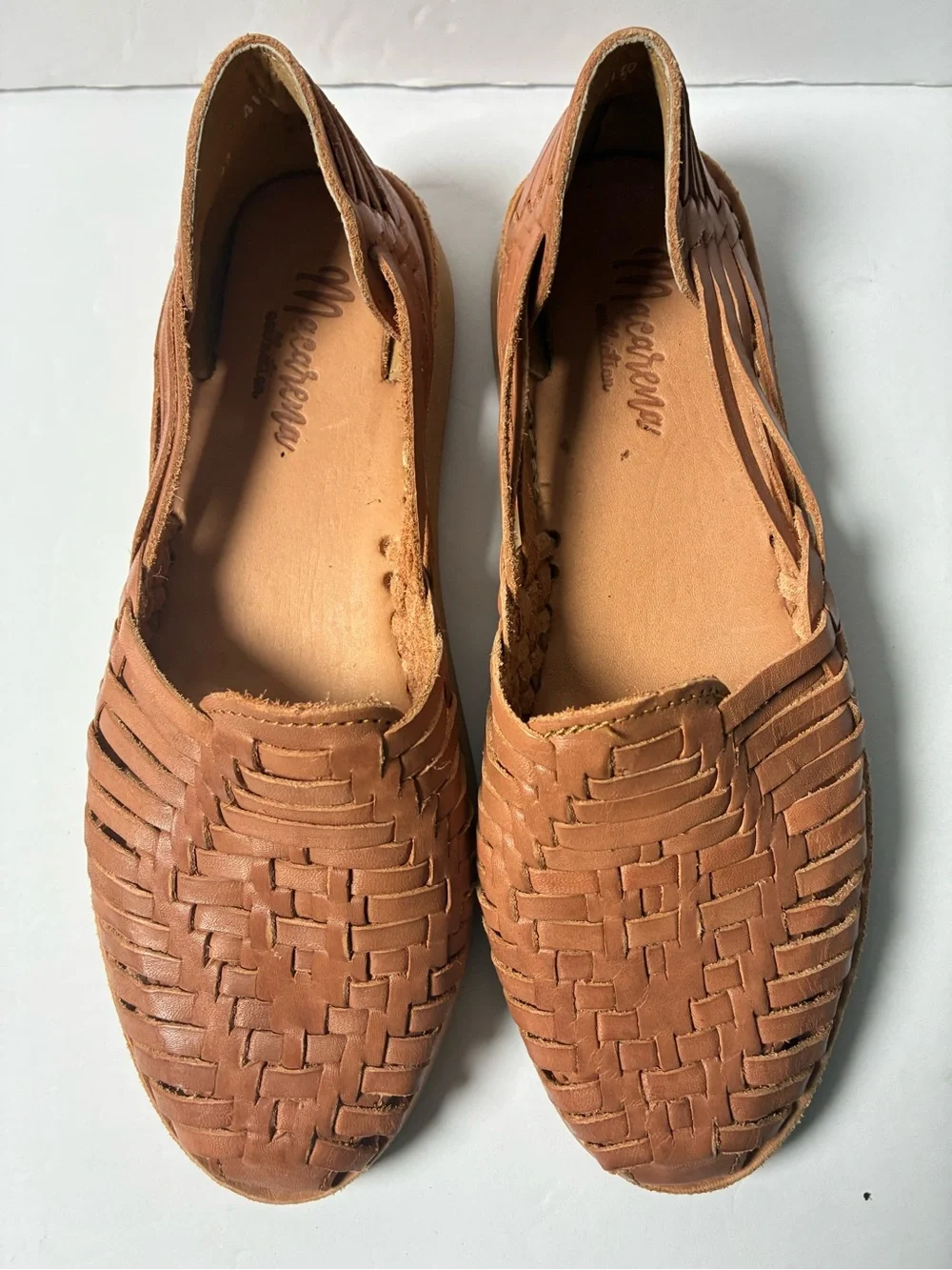 Men's Woven Leather Slip-On Loafers in Tan